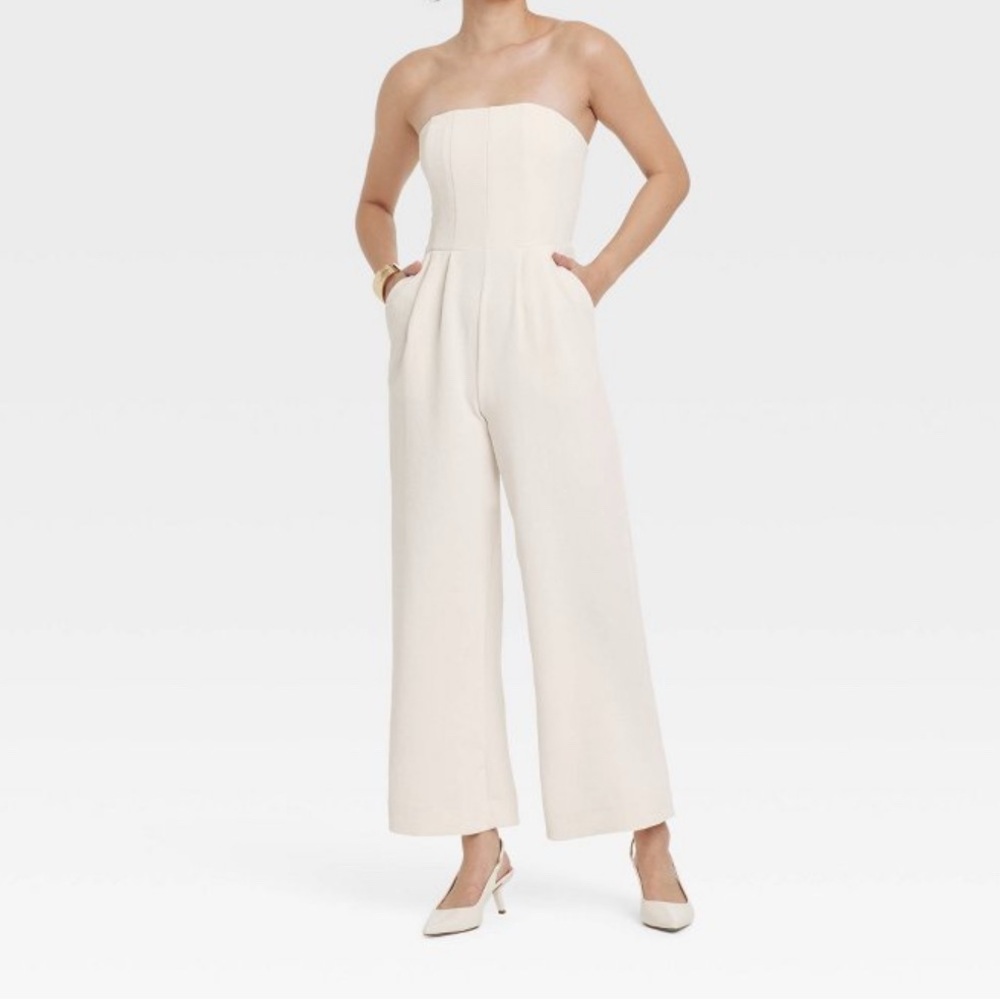 Target Cream Strapless Jumpsuit